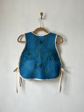 Load image into Gallery viewer, One-of-a-Kind: Indigo Overdyed Feathered Star Side Tie Vest
