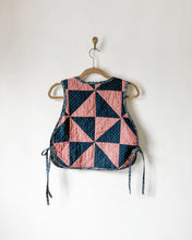 Load image into Gallery viewer, One-of-a-Kind: Indigo Pinwheel Side Tie Vest
